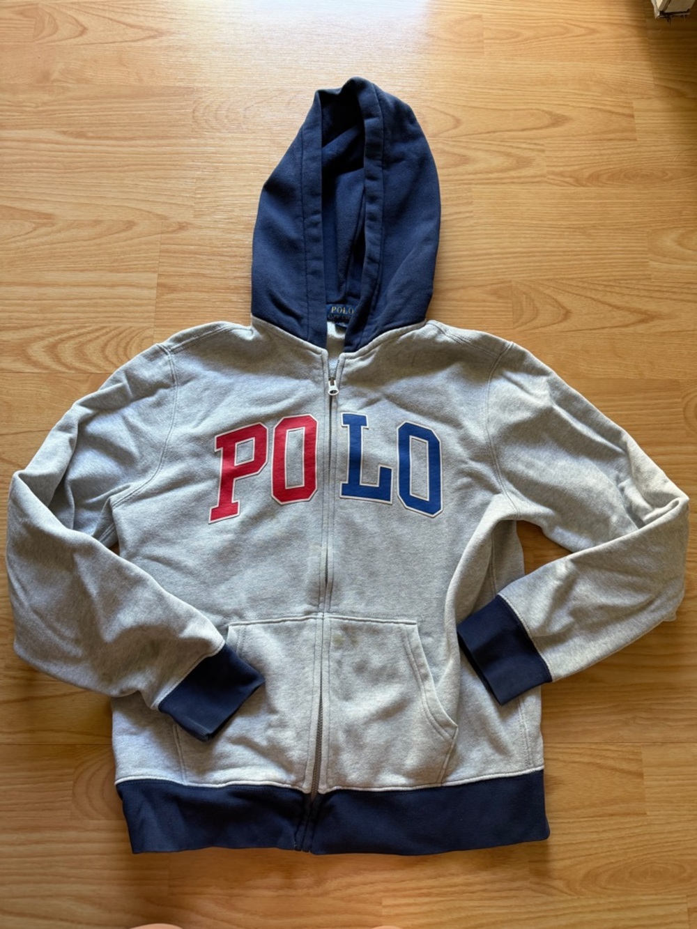 Boys Ralph Lauren Polo zip-up jacket USA casual cotton preppy logo navy grey